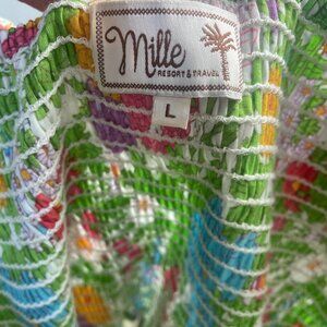 Mille Women's Olympia Floral Green Multicolor Dress Size L